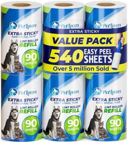 PetLovers Extra Sticky Lint Roller 6 Pack of Refills Only - Image 2
