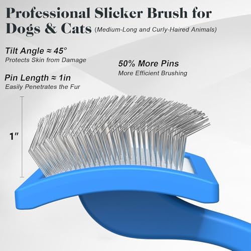 2PCS Slicker Brush for Dogs & Pet Comb, Professional Dog Grooming Brush - Image 3