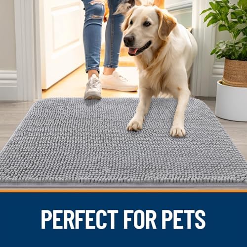OLANLY Dog Door Mat for Muddy Paws 35x24, Super Absorbent Chenille Mud Mat - Image 6