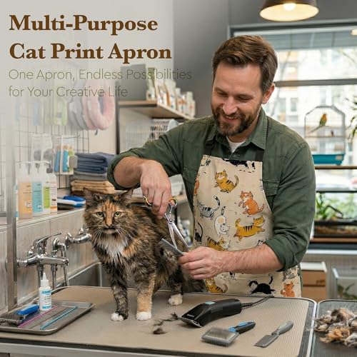 Funny Cat Apron Gift for Women Cat Mom Wife Girlfriend Daughter Friends - Image 6