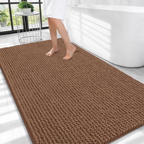 OLANLY Thick Chenille Large Bathroom Rugs 44x32, Absorbent Bath Mat by OLANLY