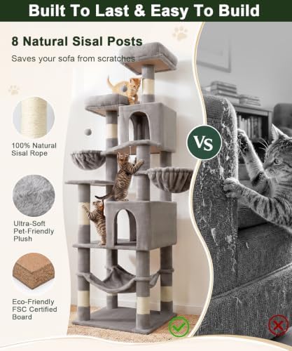 AMHANCIBLE Cat Tree Tower, 70 Inch Heavy Duty Cat Tree - Image 3