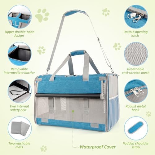 Sedioso Large Cat Carrier for 2 Cats, 21.7x 13.8x 13.8in Pet Carrier for Cat - Image 6