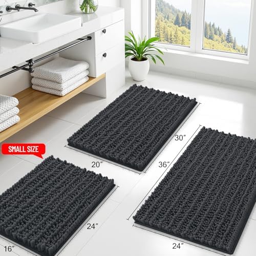 Smiry Bathroom Rugs 35X24, Extra Soft Rubber Backing Chenille Bath Mats - Image 2