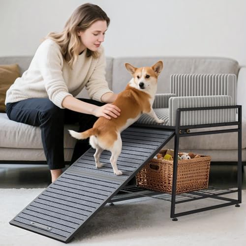 Dog Window Perch with Stairs and Storage, Pet Stairs Ramp with Seat - Image 3
