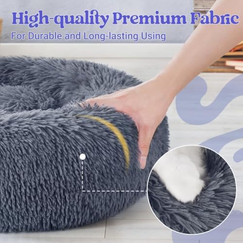rabbitgoo Calming Cat Beds for Indoor Cats, 27 inches, Dark Grey - Image 6