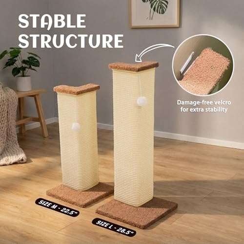 PETKARAY Couch Corner Cat Scratcher, 28.5" Sisal Scratching Post - Image 5