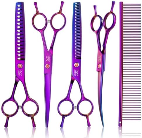 JASON Dog Grooming Scissors Set - 7 in 1 Professional Pet Sharp Shears Kit by JASONSCISSORS