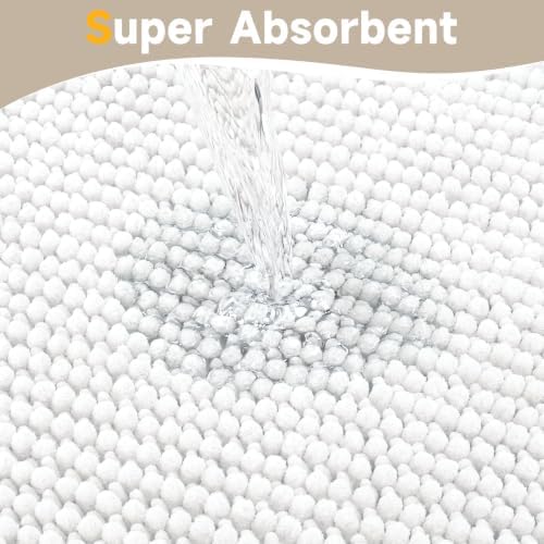 Ophanie White Toilet Rugs U-Shaped 20x20, Soft Chenille Contour Bath Mat - Image 5