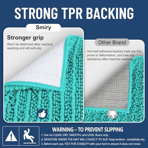 Smiry Bathroom Rugs 30X20, Extra Soft Rubber Backing Chenille Bath Mats - Image 3