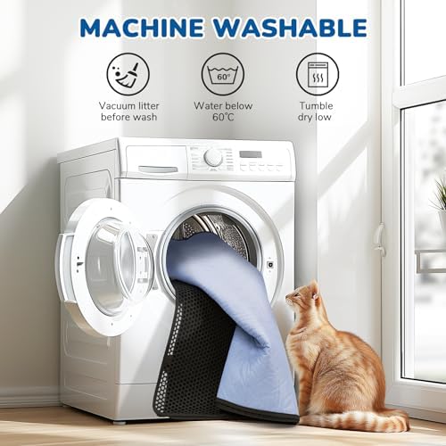 BurgeonNest Cat Litter Mat 47" x 35", Washable Urine-Proof Non-Slip Black - Image 5