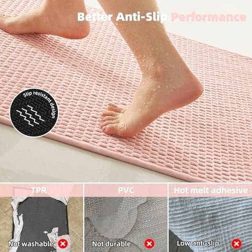 TYUU Bathroom Runner Rug, Long Bath Mat Washable Thin Quick Dry Low Pile - Image 4