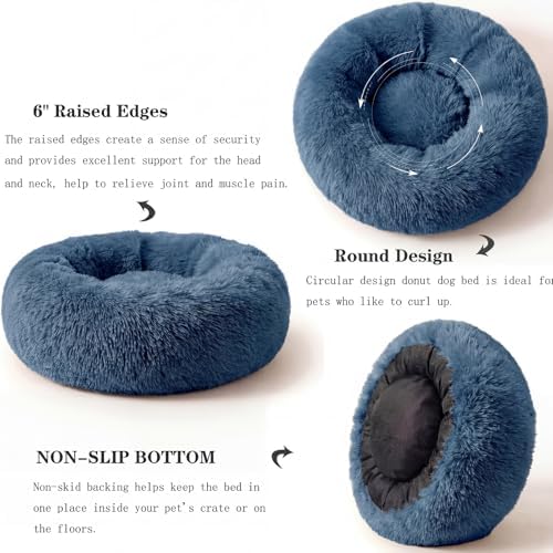 nononfish Plush Dog Bed for Small Dogs, Soft Calming Donut Bed - Image 5