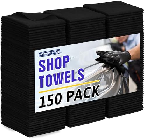Microfiber Cleaning Cloth, 150 Pack Black Cleaning Rags Microfiber Towel Bulk by HOMERHYME