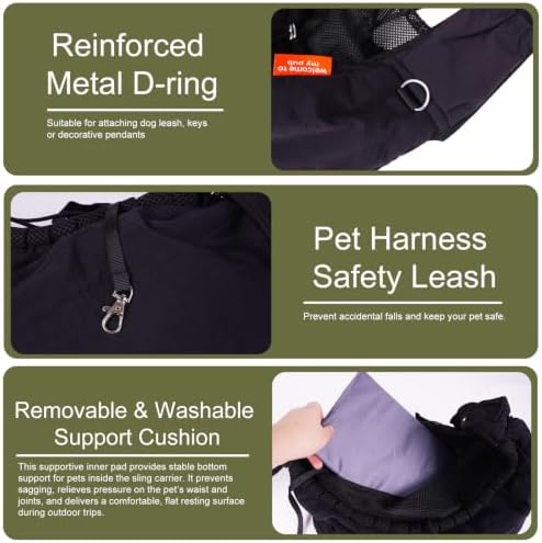 Small Dog Sling Carrier, Hands-Free Breathable Pet Carrier - Image 5