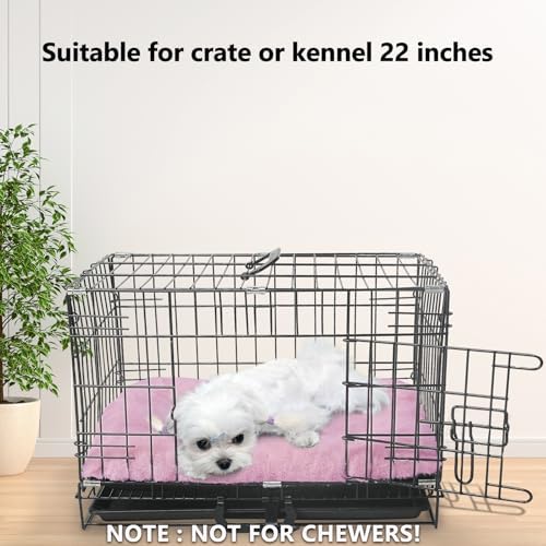 Pink Dog Bed for Crate or Cage 22 Inch for Extra Small Dogs, Soft Fluffy Comfy - Image 3