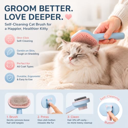 Cat Shedding Brush for long haired cats, Cat Deshedding tool - Image 2
