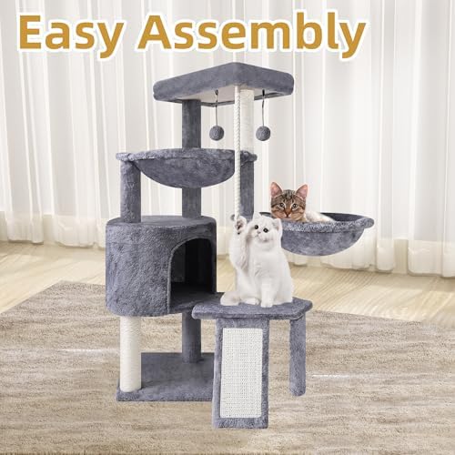 Three Layer Cat Tree with Cat Condo and Two Hammocks - Image 4