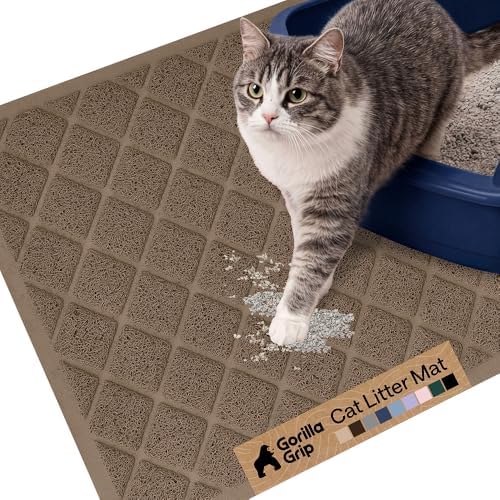 GORILLA GRIP Cat Litter Box Mat, Coiled Mesh Trapping Mats, 24x17 Brown by GorillaGrip