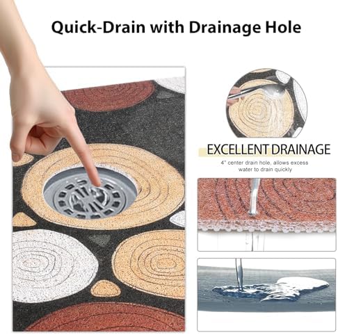 Square Shower Mat, Yonala 27 x 27 Inch Stylish Non Slip Shower Mats - Image 5
