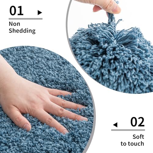 Disolla Blue Bathroom Rugs 20x32, Non-Slip Plush Thick Bath Mat - Image 4