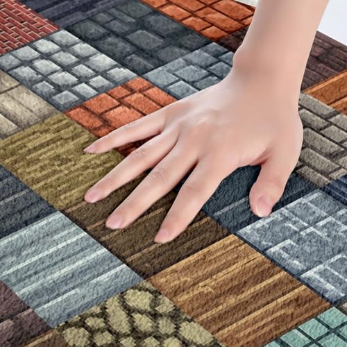 Manfei Cartoon Gamepad Shaggy Absorbent Floor Mat, Block Theme Non Slip Bath Mat - Image 2
