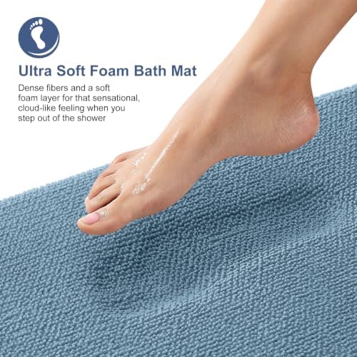 OLANLY Thick Memory Foam Bathroom Rugs 30x20, Absorbent Bath Mat, Airy Blue - Image 2