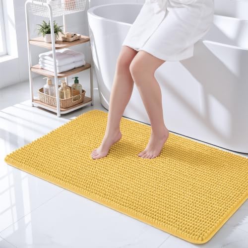 Ophanie Yellow Bathroom Rugs 44x24, Soft Chenille Bath Mat, Non Slip Absorbent by Ophanie