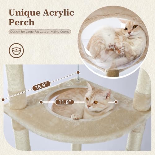 PETEPELA Floor to Ceiling Cat Tree, 92.9-101.6" Tall Cat Tower - Image 3