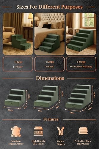 Noah & Paw Dog Steps for Bed, Extra Wide Dog Stairs for Bed - Image 4