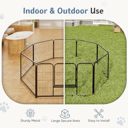 DUMOS Dog Playpen 32 Inch 8 Panels Indoor Outdoor Metal Pet Fence - Image 4