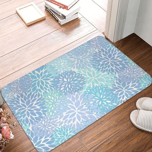 Blue Floral Bath Mat 24x16 Inch Non-Slip Soft Microfiber Bathroom Rugs Washable - Image 6