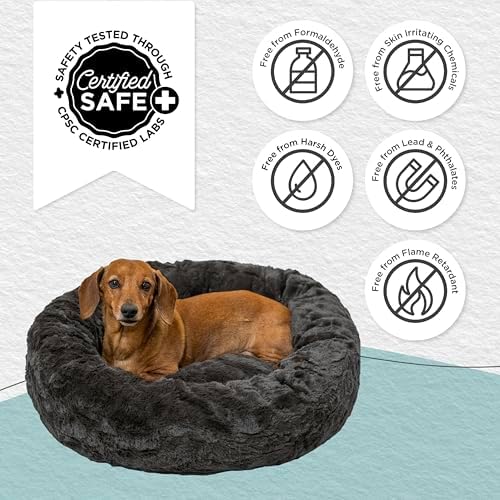 Best Friends by Sheri Original Calming Donut Dog Bed, Mink Dark Gray - Image 6