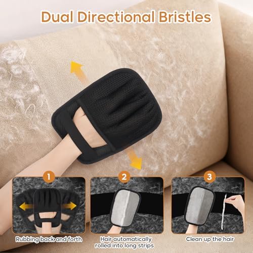 Pet Hair Removal Gloves 2 Pack, Reusable Five-Finger Grooming Brush - Image 5