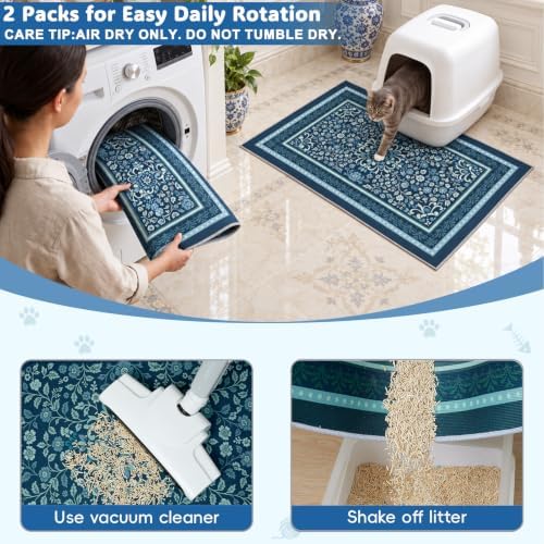 Bienbee Cat Litter Mat, 2 Pack 33" x 22" Machine Washable - Image 6