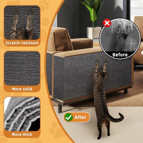 4Pack Cat Scratch Furniture Protector, Self-Adhesive, Dark Gray - Image 2