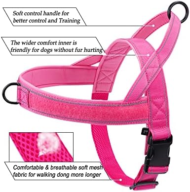 No Pull Dog Harness Pink for Small Medium Large Sized Dog, Reflective Escape - Image 4