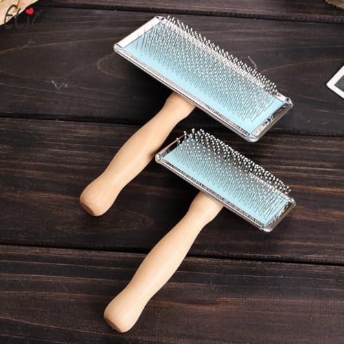 PET Hair Remover Brush with Stainless Steel Needles, Wooden Handle - Image 4