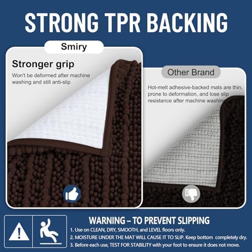 Smiry Bathroom Rugs 47X17, Extra Soft Rubber Backing Chenille Bath Mats - Image 3