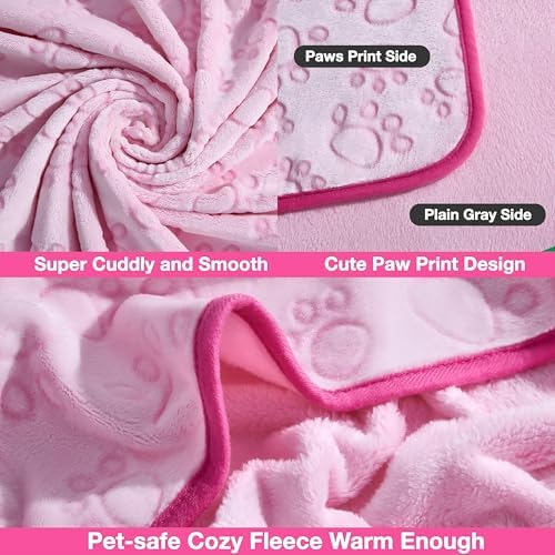 Stuffed Premium Soft Dog Blanket, Flannel Pink Stuff Cute Paw Print, 43 * 66 - Image 4