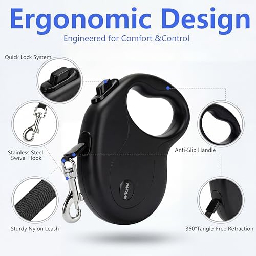10FT Retractable Dog Leash for Small Medium Dogs/Cats up to 33lbs - Image 3