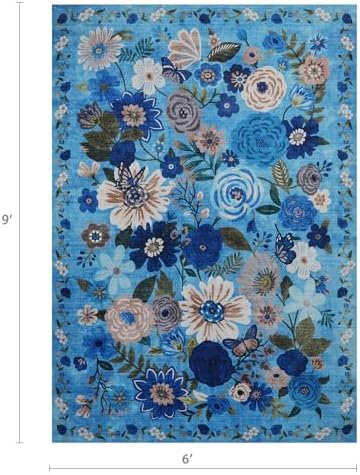 Blue Garden Floral Area Rug 6x9 - Image 2