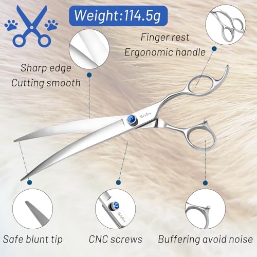 10in Curved Dog Grooming Scissors, Japanese VG10 Steel Heavy Duty - Image 3