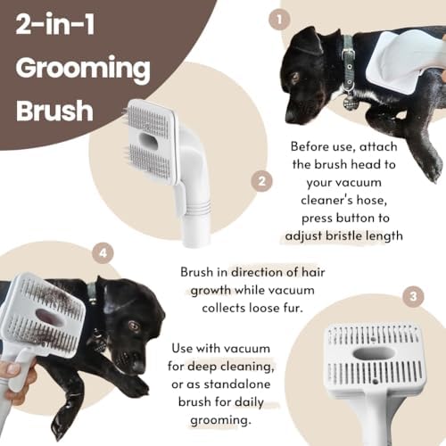 Pet Grooming Brush 2-in-1 Easy-Clean Hair Removal - Image 3