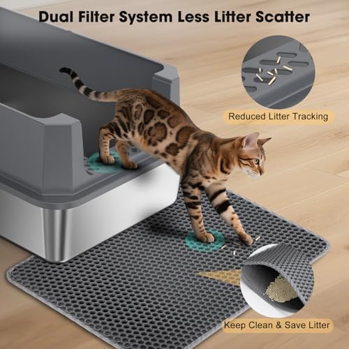 FURTIME Stainless Steel Cat Litter Box, Extra Large Cats Metal Litter Box - Image 2