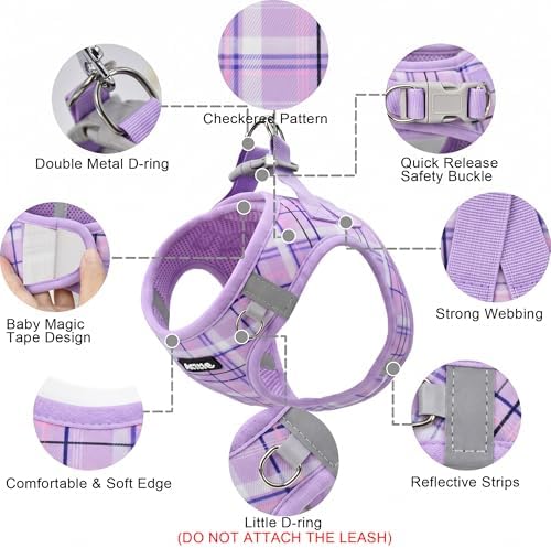 AIITLE Step in Dog Harness and Leash Set Plaid Adjustable - Image 3