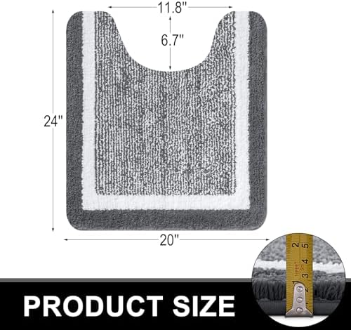 OLANLY Toilet Rugs U-Shaped 24x20, Absorbent Microfiber Bath Mat, Dark Grey - Image 2