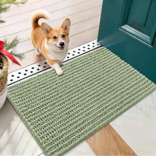 OLANLY Dog Door Mat for Muddy Paws 24x16, Ultra-Absorbent Chenille Mud Mat by OLANLY