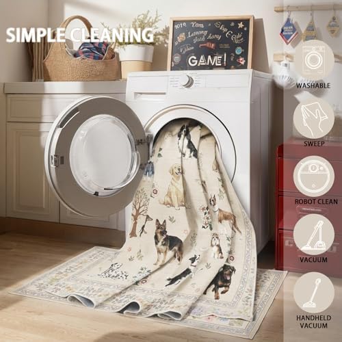 Beige Area Rug 3x5 for Bedroom Entryway Dog Animal Rug - Image 3