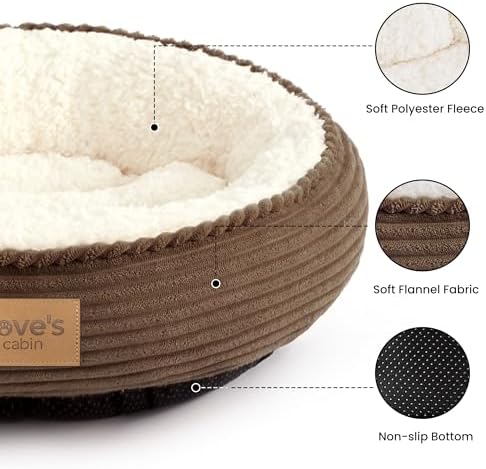 Love's cabin Round Donut Cat and Dog Cushion Bed, 20in Pet Bed - Image 2